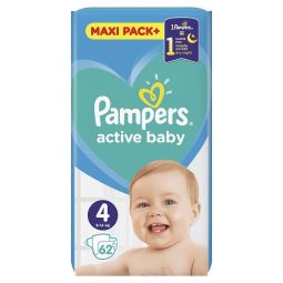 Pampers Active Baby JPM pelene, veličina 4 (9-14 kg), 62 komada