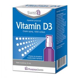 Swiss+ Vit D3 1000 IJ sprej 8ml