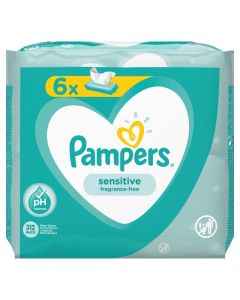 Pampers Sensitive, vlažne maramice, 6x52 komada