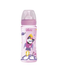 Chicco WB plastična flašica 330 ml, silikon, roze