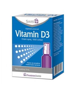 Swiss+ Vit D3 1000 IJ sprej 8ml