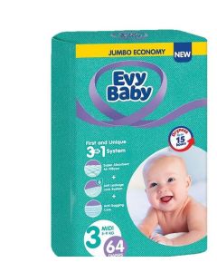 Evy Baby pelene jumbo 3 midi 5-9kg 3 u 1 64 komada