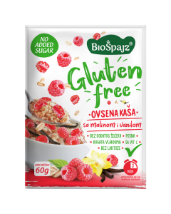 Bio Špajz Ovsena kaša sa malinom i vanilom bez glutena  60g