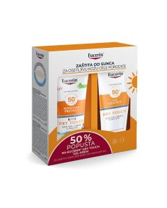 Eucerin Box Dry Touch gel-krema za zaštitu dečje kože od sunca SPF 50+ 200ml + Eucerin Dry Touch gel-krema za zaštitu od sunca SPF 50+ (-50%) 200ml