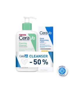 CeraVe Penušavi gel za čišćenje za normalnu i masnu kožu (-50% na gel) 236ml + Nega za lice SPF30 52ml